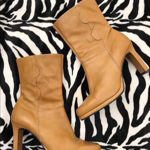 Y2K Tan leather fly girl boots 9 - Picture 2 of 2